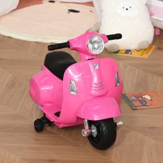 HOMCOM HOMCOM Otroško električno motorno kolo z uradnim dovoljenjem Vespa, baterija 6V, žarometi in rog, za otroke 18-36 mesecev, roza, 66,5x38x52cm