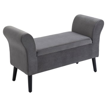 HOMCOM HOMCOM oblazinjena klop za shranjevanje za spalnico in predsobo, klop iz velur tkanine z nasloni za roke, 111,5x41x65cm, siva