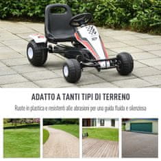 HOMCOM beli gokart s pedali za otroke od 3 do 8 let z nastavljivim sedežem, plastičnimi kolesi, ročno
zavoro in menjalnikom