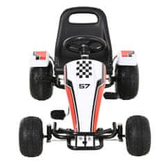 HOMCOM beli gokart s pedali za otroke od 3 do 8 let z nastavljivim sedežem, plastičnimi kolesi, ročno
zavoro in menjalnikom