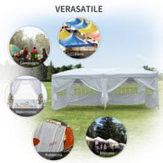 OUTSUNNY Zložljiv vrtni gazebo na prostem s 6 stranskimi ploščami 6x3m bela