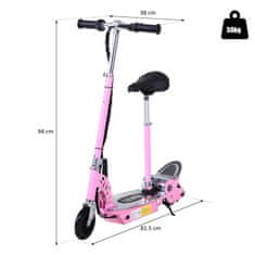 HOMCOM zložljivi električni skuter s sedlom, 2 kolesi in nastavljivim krmilom, za otroke od 7 do 12 let
let, 75x37x98cm, roza