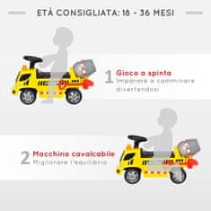 HOMCOM Otroški avto 2 v 1 z mešalnikom betona, lučkami in zvoki, starost od 18 do 36 mesecev,
78x28,2x42cm, rumena