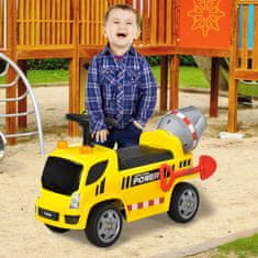 HOMCOM Otroški avto 2 v 1 z mešalnikom betona, lučkami in zvoki, starost od 18 do 36 mesecev,
78x28,2x42cm, rumena