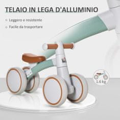 HOMCOM Brezstopenjsko kolo za otroke od 1 do 3 let z dvojnimi kolesi, igrača za vožnjo iz aluminijeve zlitine, 60x24x37 cm,
Rjava zelena