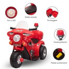 HOMCOM HOMCOM 6V električni motocikel za otroke od 18 do 36 mesecev s tremi velikimi kolesi, lučmi in realističnimi zvoki, rdeč, 80x35x52cm