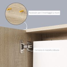 KLEANKIN kleankin stenska omarica za kopalniško ogledalo, viseča omarica z vrati in lesenimi policami, 60x18x50cm, naravna