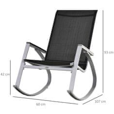 OUTSUNNY Outsunny vrtni gugalni stol, zunanji gugalni stol, odporen na vodo in rjo, črn, 107x60x93cm