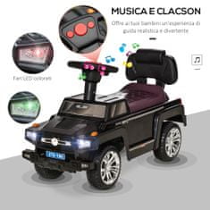 HOMCOM HOMCOM Otroški avto za vožnjo z vgrajenimi žarometi in glasbo, starost 18-36 mesecev, 68x30,5x41,5 cm, črn