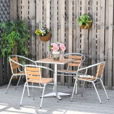 OUTSUNNY set miza in 4 stoli za vrt in teraso, zunanje pohištvo iz aluminija in plastike, barva lesa