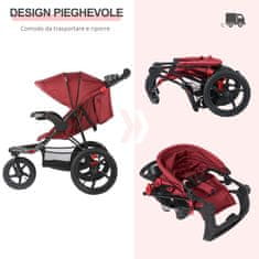 HOMCOM lahek zložljiv tricikel, otroški voziček za otroke od 6 do 36 mesecev do 15 kg z
držalom za skodelico, rdeč