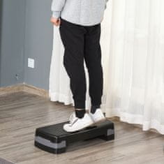HOMCOM fitnes stopnica za domačo vadbo in vadbo v telovadnici, z nastavljivo višino 10 cm in 15 cm,
68x29 cm, črna in siva