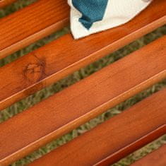 OUTSUNNY Dvosedežna lesena vrtna gugalnica s kovinskimi verigami, tikova barva, zunanje pohištvo
164x122x165cm