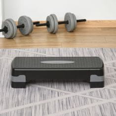 HOMCOM fitnes stopnica za domačo vadbo in vadbo v telovadnici, z nastavljivo višino 10 cm in 15 cm,
68x29 cm, črna in siva