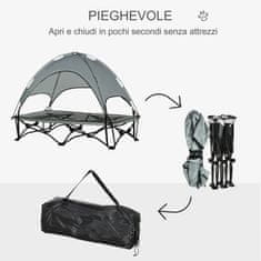 PAWHUT Zunanja in notranja pasja posteljica z baldahinom, zložljiva pasja postelja iz tkanine Oxford in jekla,
118x60x90cm, siva