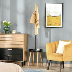 HOMCOM HOMCOM Talno viseče drevo z nastavljivo višino, obešalnik za oblačila 2 v 1 s tablico in 5 kavlji, 40x40x179cm, les in črna barva