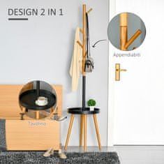 HOMCOM HOMCOM Talno viseče drevo z nastavljivo višino, obešalnik za oblačila 2 v 1 s tablico in 5 kavlji, 40x40x179cm, les in črna barva