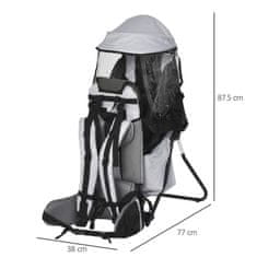 HOMCOM HOMCOM Otroški nahrbtnik za treking, zložljiv, vodoodporen in s snemljivo streho 38x77x87,5 cm, siv