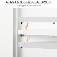 HOMCOM HOMCOM Stenski kopalniški regal z dvema policama za pritrditev na steno Les za kopalnico 60x19,8x58cm Bela
