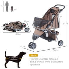 PAWHUT Voziček za pse Zložljiv voziček za hišne ljubljenčke Kava 75
x 45 x 97 cm