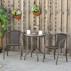 OUTSUNNY set zložljiva miza in 2 vrtna stola iz jekla in ratana, 3- delno zunanje pohištvo rjave barve