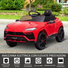 HOMCOM HOMCOM Otroški električni avtomobil Lamborghini 12V, 2 hitrosti 3-5 km/h, daljinski upravljalnik in vtičnica USB, rdeč, 105x65x52cm