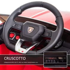 HOMCOM HOMCOM Otroški električni avtomobil Lamborghini 12V, 2 hitrosti 3-5 km/h, daljinski upravljalnik in vtičnica USB, rdeč, 105x65x52cm
