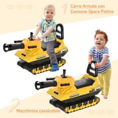HOMCOM otroški tank s topom za streljanje z žogo in
predalom za shranjevanje, vozne igrače za otroke od 3 do 3 let, 68 cm x 24 cm x 41,5 cm, rumena barva