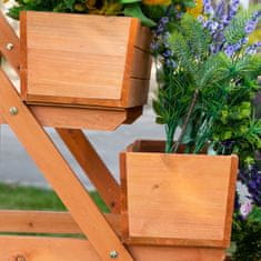 OUTSUNNY Outsunny 3-stopenjski vertikalni leseni balkonski lonček, voziček s 4 kolesi za zunanje rastline, 48 x 82 x 89,5 cm
