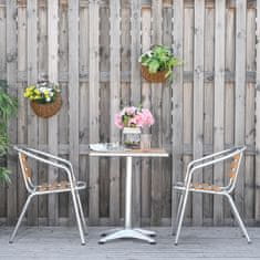 OUTSUNNY 3-delni aluminijasti set vrtne in zunanje mize ter stolov s premazom z
lesnim učinkom