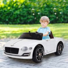HOMCOM Električni otroški avtomobil Bentley z dvema ročnima vratoma in daljinskim upravljalnikom, žarometi in zvoki, 108x60x43cm, bela barva