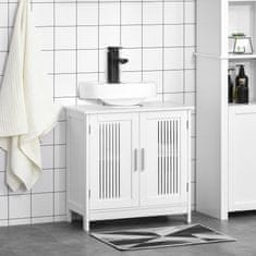 KLEANKIN kleankin 2-vratna omarica za umivalnik v kopalnici, prostorsko varčna omarica za umivalnik iz lesa z nastavljivimi policami bele barve