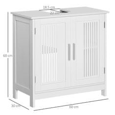 KLEANKIN kleankin 2-vratna omarica za umivalnik v kopalnici, prostorsko varčna omarica za umivalnik iz lesa z nastavljivimi policami bele barve