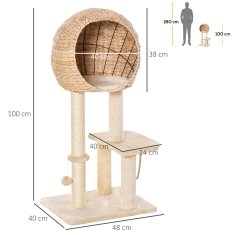 PAWHUT praskalnik za mačke do 5 kg z boksom in plišasto prevleko 48x40x100cm
bež