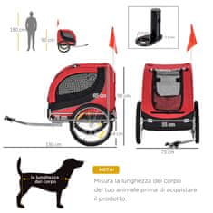 PAWHUT voziček za pse kolesarska prikolica jeklo in oxford tkanina dežna prevleka
130x73x90cm rdeča in črna