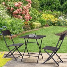 OUTSUNNY Outsunny Set vrtnega pohištva iz ratana, 1 miza za kavo in 2 zložljiva vrtna stola, 3 kosi, rjave barve