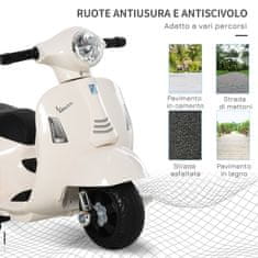 HOMCOM HOMCOM Otroško električno motorno kolo z uradnim dovoljenjem Vespa, baterija 6V, luči in rog, za otroke 18-36 mesecev, belo, 66,5x38x52cm