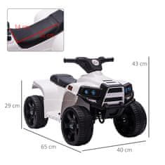 HOMCOM HOMCOM Otroški električni štirikolesnik ATV 6V z žarometi in rogom, hitrost 3 km/h, starost 18-36 mesecev, 65 × 40 × 43 cm, črno-bel