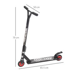 HOMCOM skuter freestyle za najstnike iz aluminija, z ergonomskim ročajem in
nedrsečim podstavkom za noge, črn 65,5x50x79cm