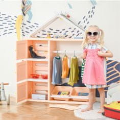 HOMCOM HOMCOM Garderobna omara za spalnico, omara za igrače s prostorom za shranjevanje in obešalnikom za oblačila iz PE oranžne barve, 128x34x155cm, 128x34x155cm