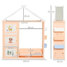 HOMCOM HOMCOM Garderobna omara za spalnico, omara za igrače s prostorom za shranjevanje in obešalnikom za oblačila iz PE oranžne barve, 128x34x155cm, 128x34x155cm