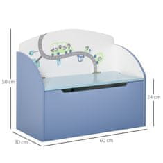 HOMCOM HOMCOM skrinja za igrače, modra lesena klop za otroško sobo, 3-6 let, 60 x 30 x 50 cm