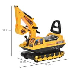 HOMCOM igralo za vožnjo z bagerjem za otroke, največ 30 kg, z naslonjalom, premično roko in predalom za shranjevanje, 78 cm x 24 cm
x 58,5 cm