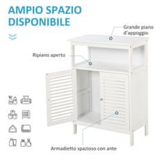 KLEANKIN Kleankin Bela kopalniška omarica z dvema policama in omarico iz MDF, vodoodporna in varčna s prostorom, 60 x 30 x 81,6 cm