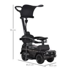 HOMCOM Otroški avto za potiskanje, vozilo za vožnjo, voziček z baldahinom Mercedes- Benz G350 Black