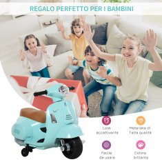 HOMCOM HOMCOM Otroško električno motorno kolo z uradnim dovoljenjem Vespa, 6V baterija, žarometi in rog, za otroke 18-36 mesecev, zeleno, 66,5x38x52cm