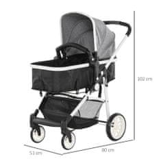 HOMCOM HOMCOM Otroški voziček 2 v 1, otroški voziček 0-36 mesecev do 15 kg, zložljiv in nastavljiv Siva