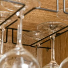HOMCOM Lesena kuhinjska kredenca, industrijski stil steklenic in stekla s kovinskim podstavkom,
76x35x97cm