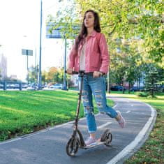 HOMCOM zložljivi aluminijasti skiro za potiskanje za odrasle in otroke, velika kolesa, nastavljivo krmilo (87-101,5 cm), do 100 kg, črn