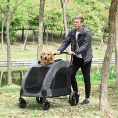 PAWHUT voziček za srednje velike pse do 55 kg iz jekla in tkanine oxford s 4 kolesi